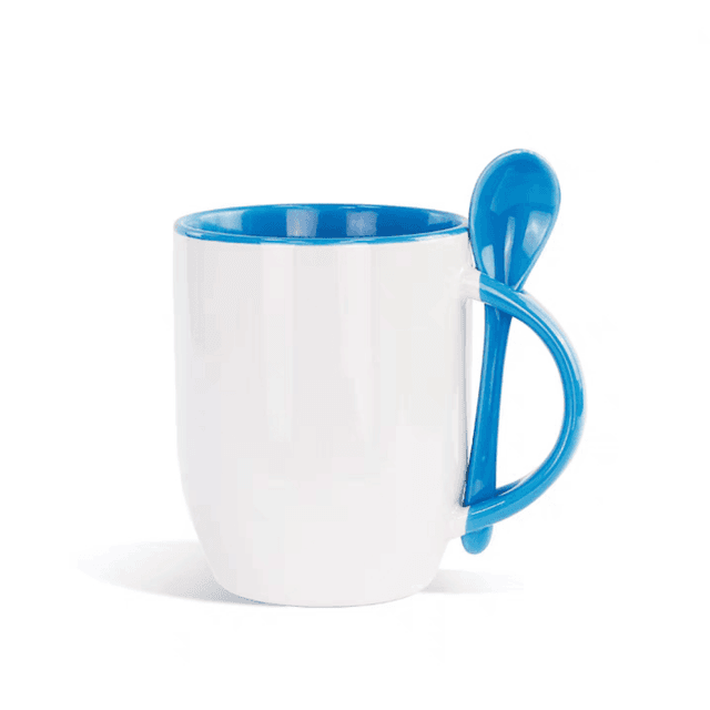 Ceramic Mug with Coating & Spoon