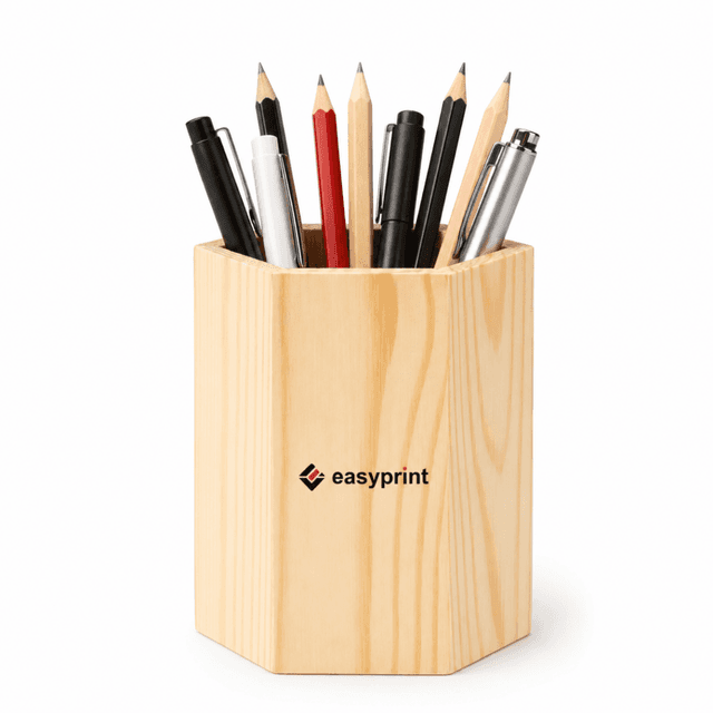 Hexagonal Wooden Pen Stand